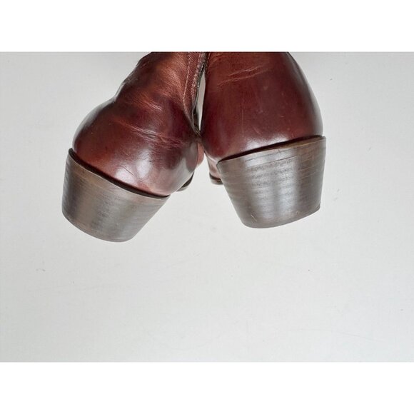 OAK TREE FARMS Dark Brown Embroidered Leather Cowboy Boots, Size 9.5 - Picture 8 of 16